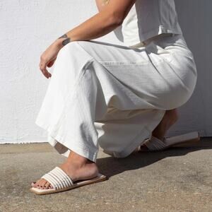Dolce Vita CLEAR 'NYX' Women's 8 Cream Stella Slide Sandal Square Toe Neutral
